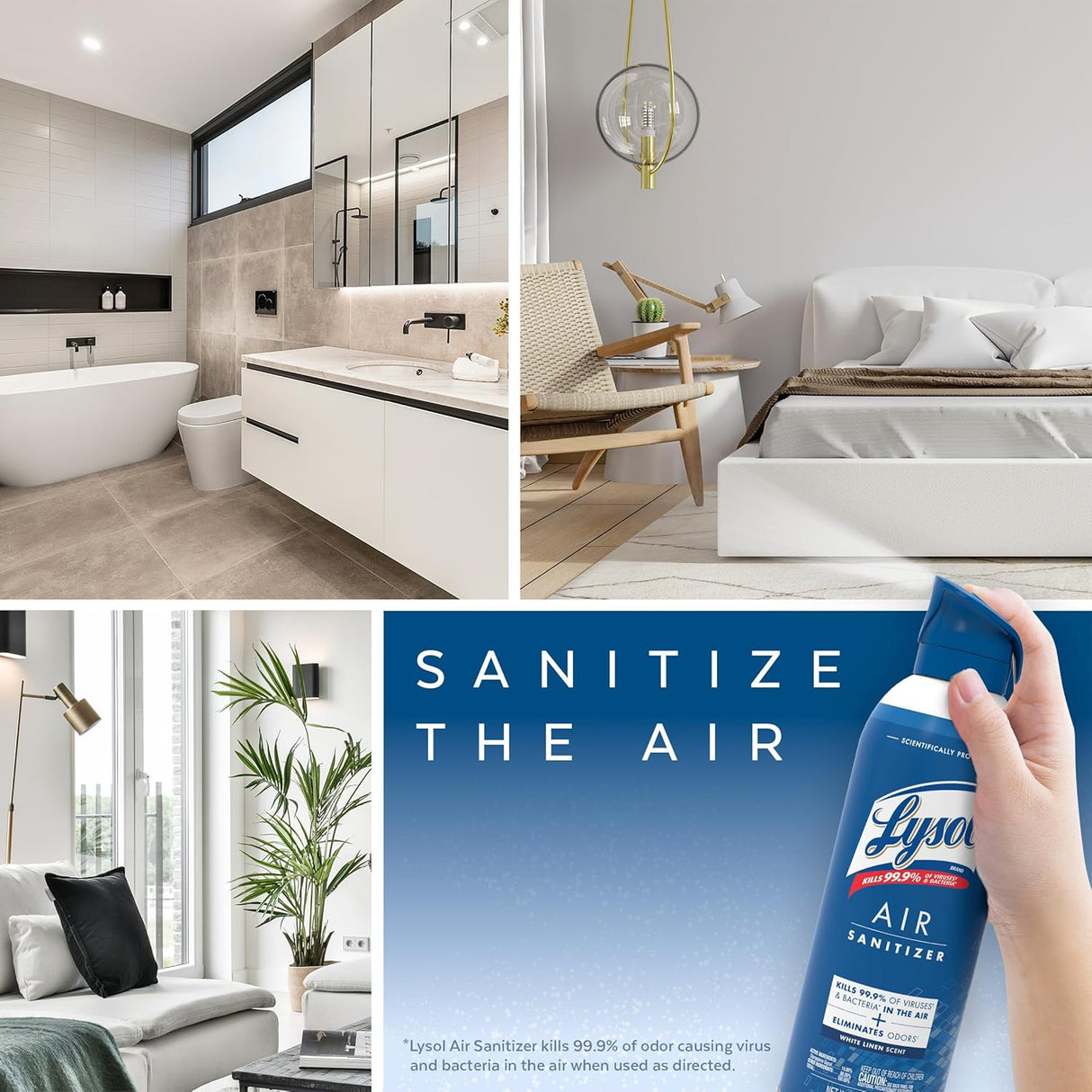 معقم الهواء من ليسول برائحة الكتان الأبيض، 10 أونصة