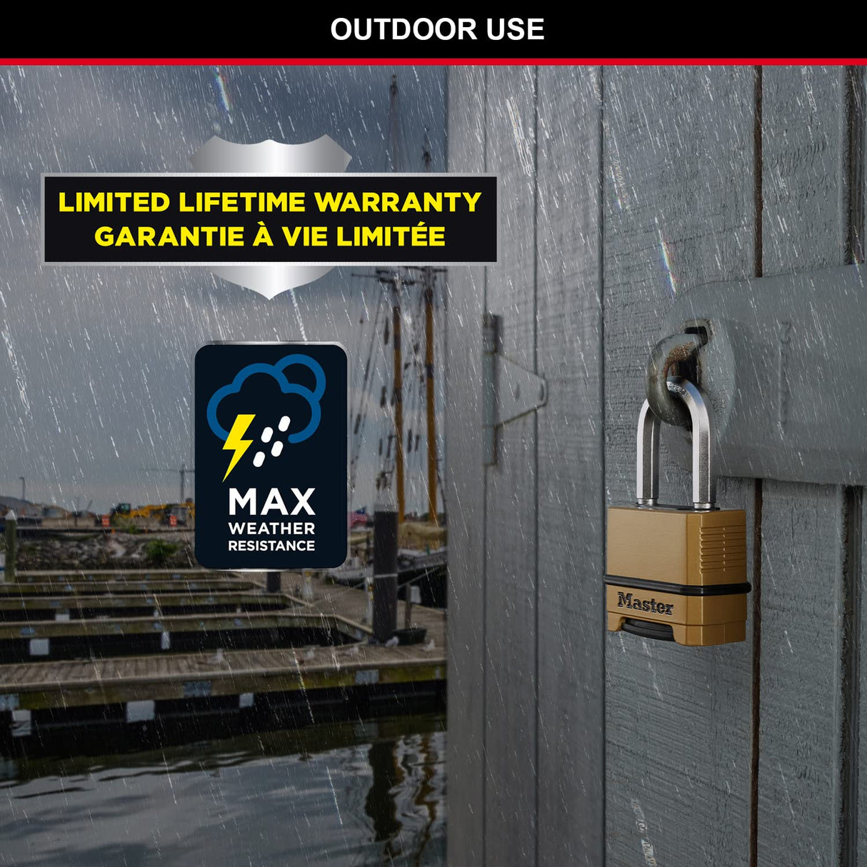 قفل ماستر لوك مطلي بالكروم والزنك مكون من 4 أرقام، 50 مم، ذهبي وفضي