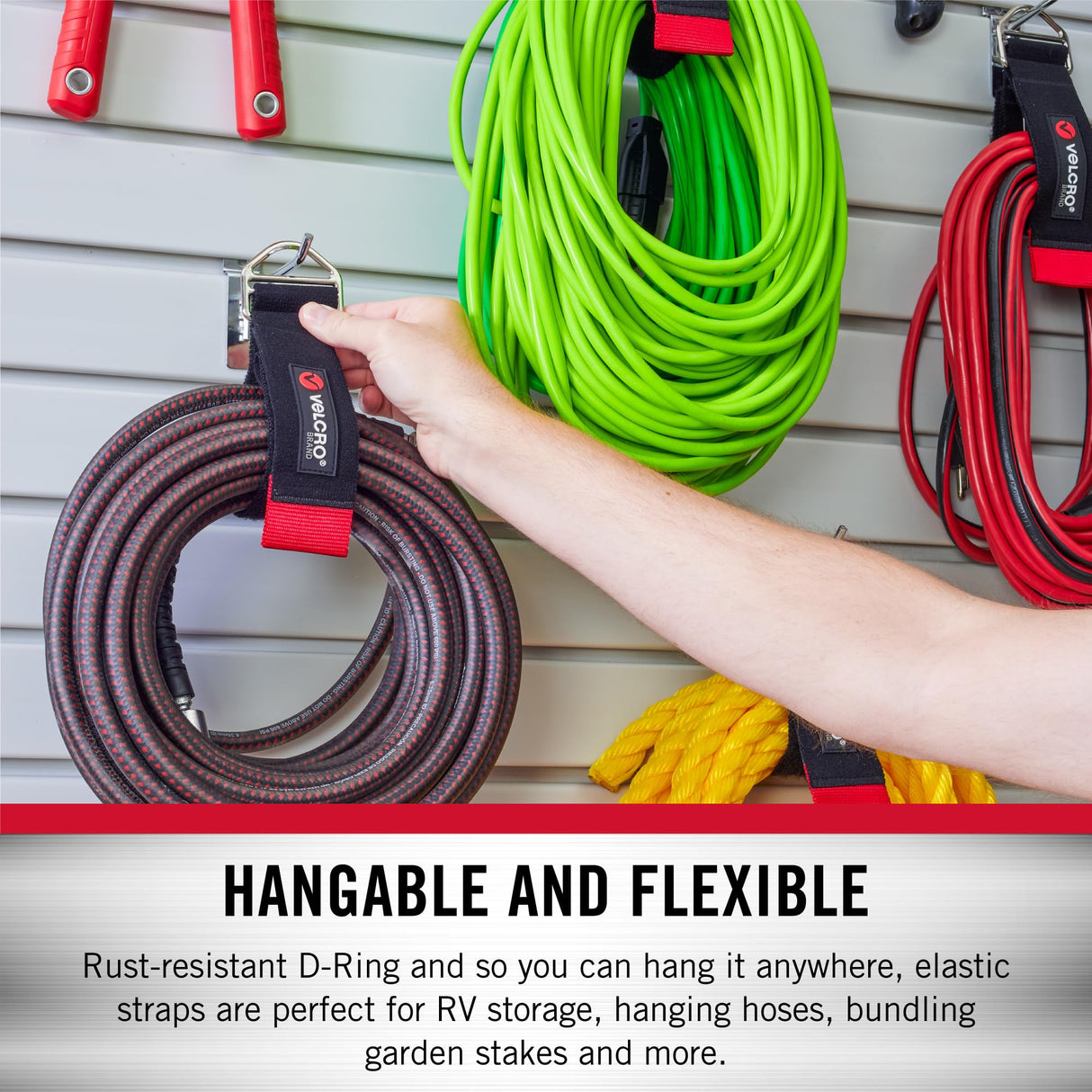 حزام فيلكرو صغير الحجم سهل التعليق، 16 بوصة × 1 بوصة، أسود