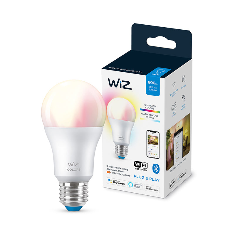 Wiz Smart WiFi Bluetooth Color Light Bulb E27 Base 60W A60 - White