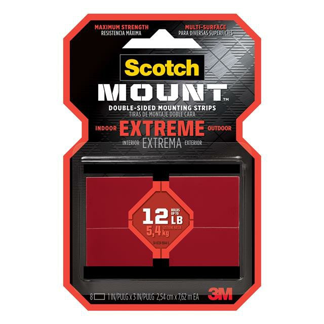 Scotch Extreme Double-Sided Mounting Strip 1 x 3 In. 8-Ct.