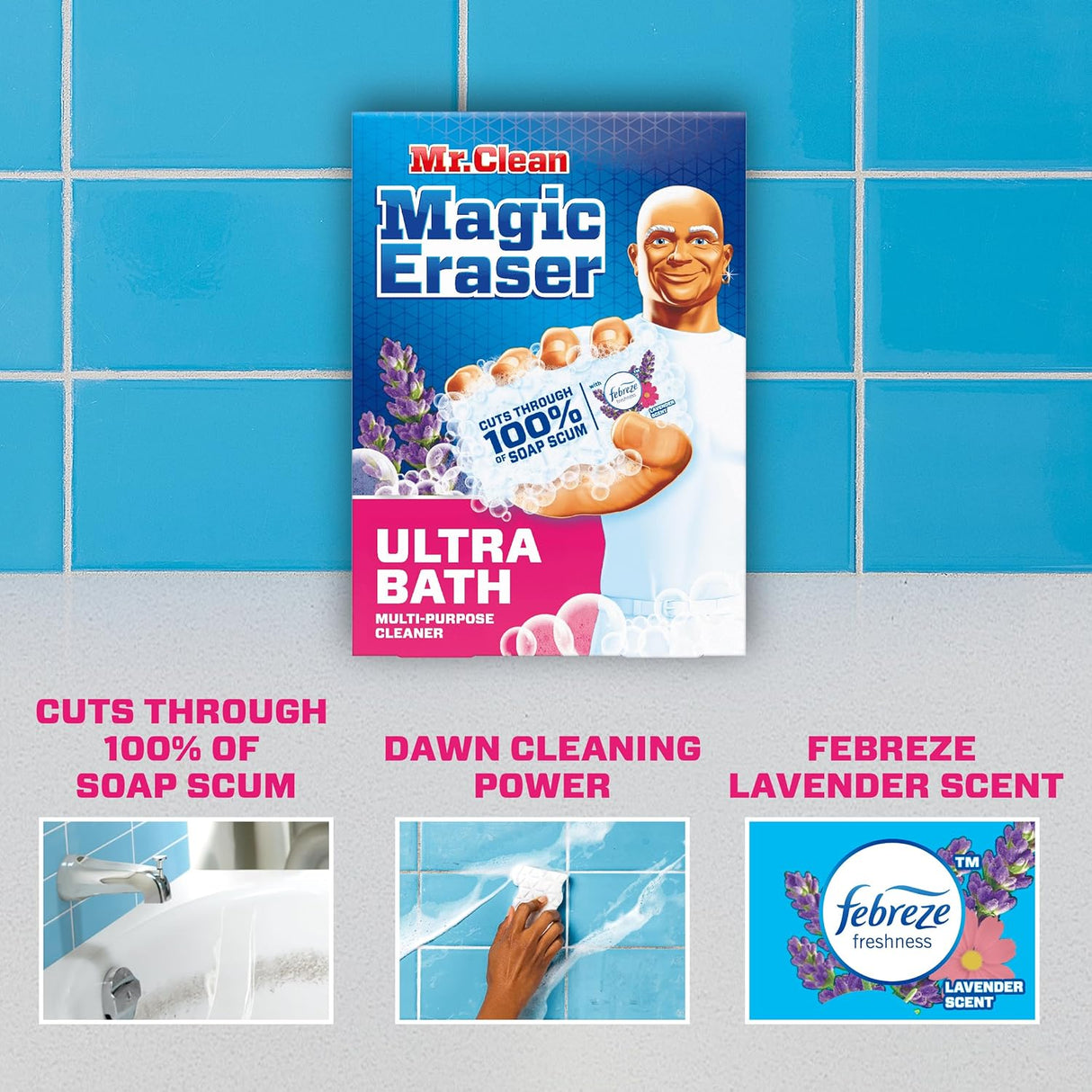 Mr. Clean Magic Eraser for Bathroom Cleaning, 2 Pieces