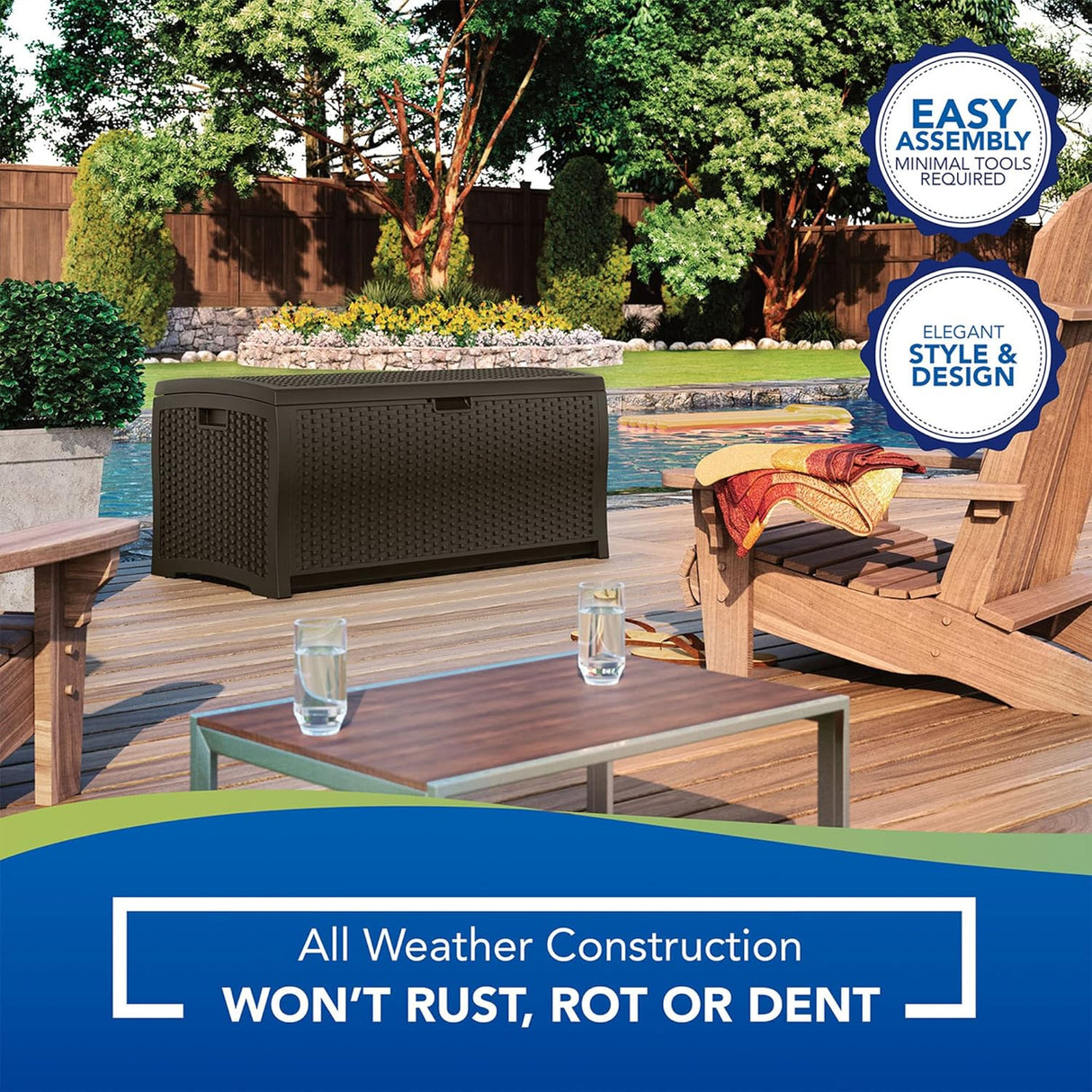 صندوق تخزين خارجي صن كاست من الراتنج، بني، 73 جالون