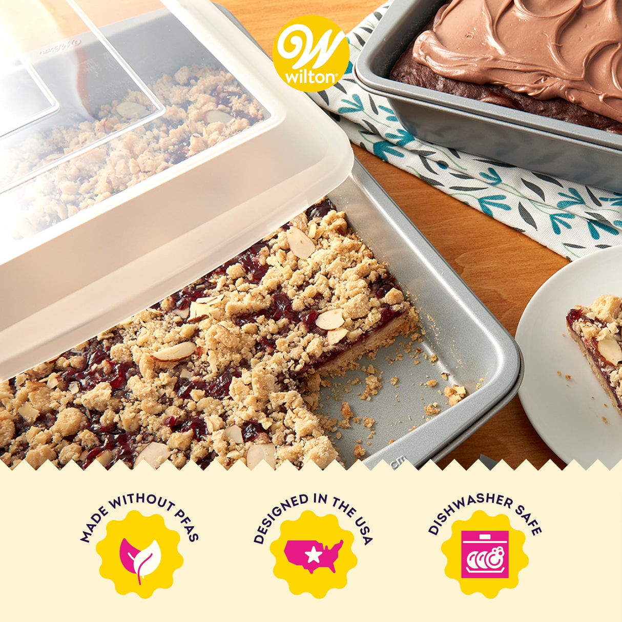 قالب خبز مستطيل بغطاء ريسيبي رايت غير لاصق من ويلتون ، مقاس 9 × 13 بوصة، فضي