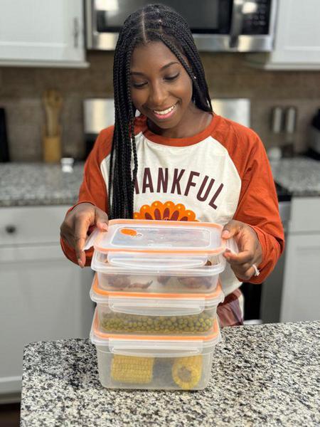 حاوية طعام بلاستيكية مستطيلة من ستيرلايت، سعة 12 كوب، شفاف وبرتقالي