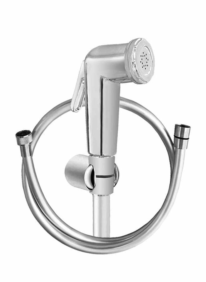 Toilet Hand Spray Shattaf With Hose & Hook Silver