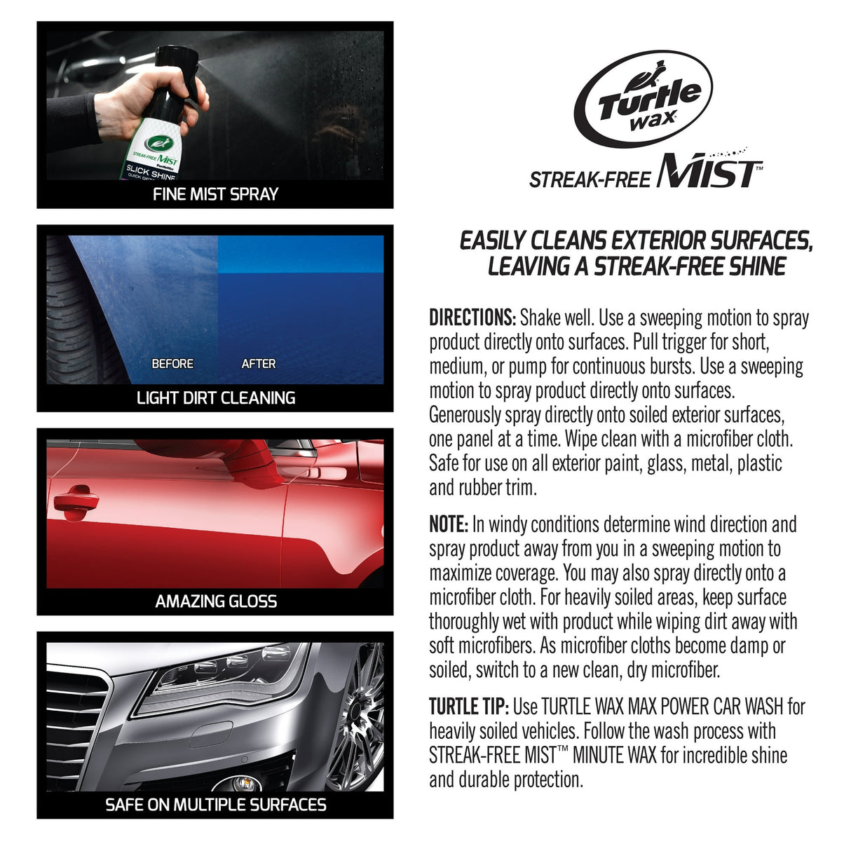 بخاخ غسول للسيارة بدون ماء سليك شاين كويك ديتيلر من تيرتل واكس - 591 مل