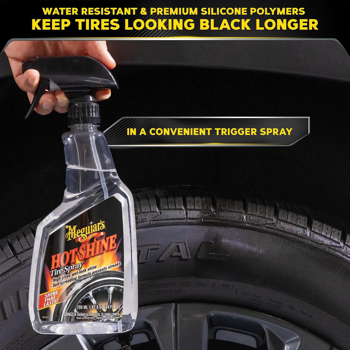 ماجوايرز هوت شاين – سبراي منظف لإطارات السيارات لإزالة الأوساخ وتجديد اللون الأسود – ٧٠٩ مل