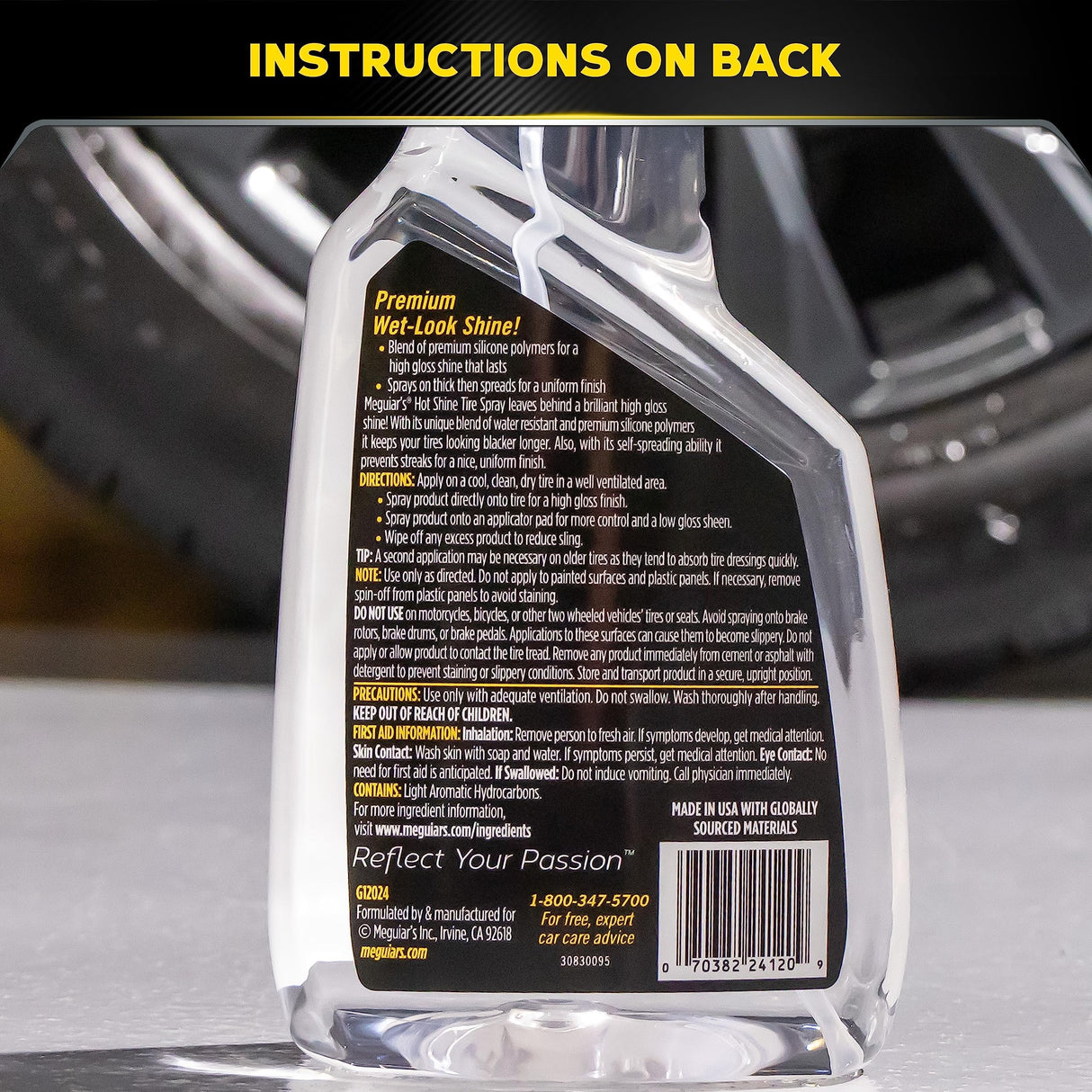 ماجوايرز هوت شاين – سبراي منظف لإطارات السيارات لإزالة الأوساخ وتجديد اللون الأسود – ٧٠٩ مل