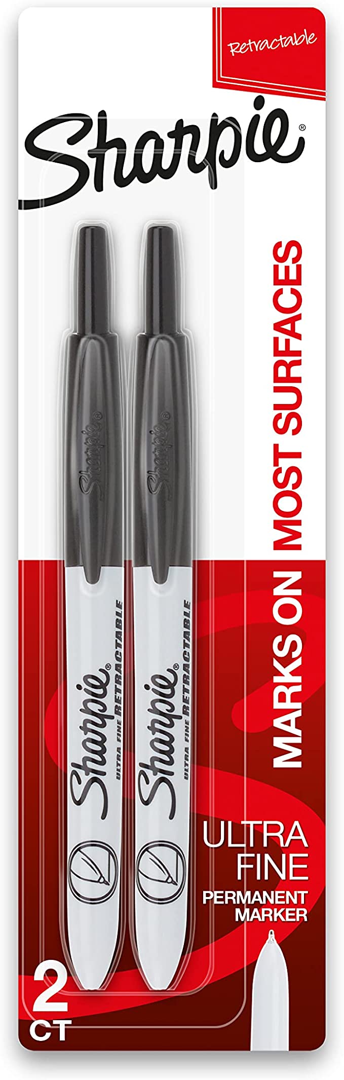 Sharpie Permanent Marker, Fine Tip, Black - 2 Count