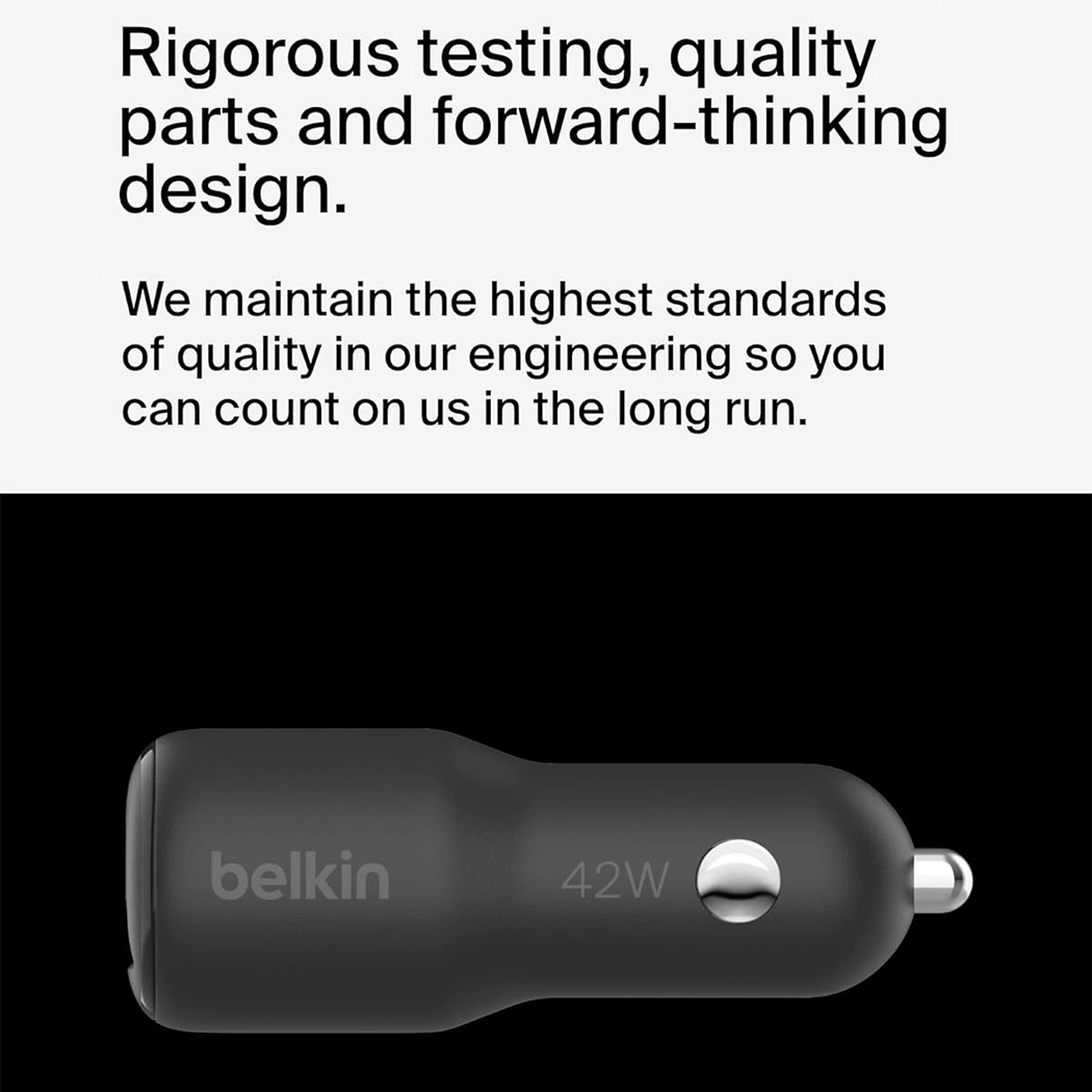 Belkin Car Charger with Dual USB Ports 42W – Black