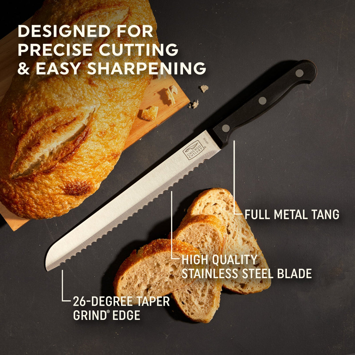 Chicago Cutlery Essentials Bread Knife SS Black 8In.