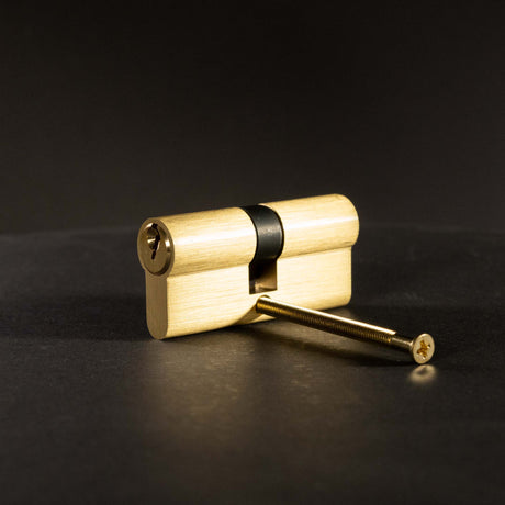 Yale Double Brass Cylinder Lock with Key, 65mm, Series 500 - Gold