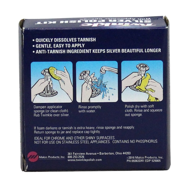 طقم تلميع الفضة من توينكل مع اسفنجة للتطبيق، 124 جرام