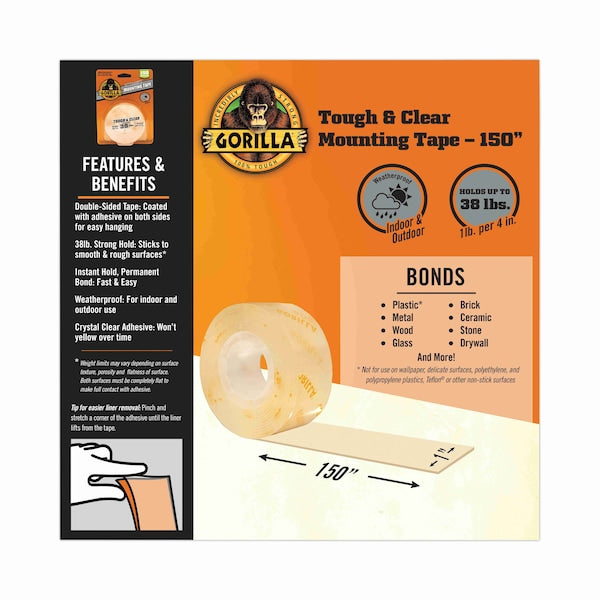 Gorilla Double Sided Tape, 1" x 150"
