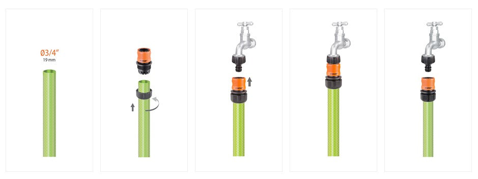 Claber Automatic Connector, 3/4", Black and Orange - Model 8609