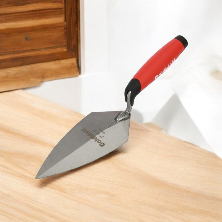 Goldblatt Carbon Steel Pointed Shovel with Plastic Handle, 7x3 Inch - Silver and Red