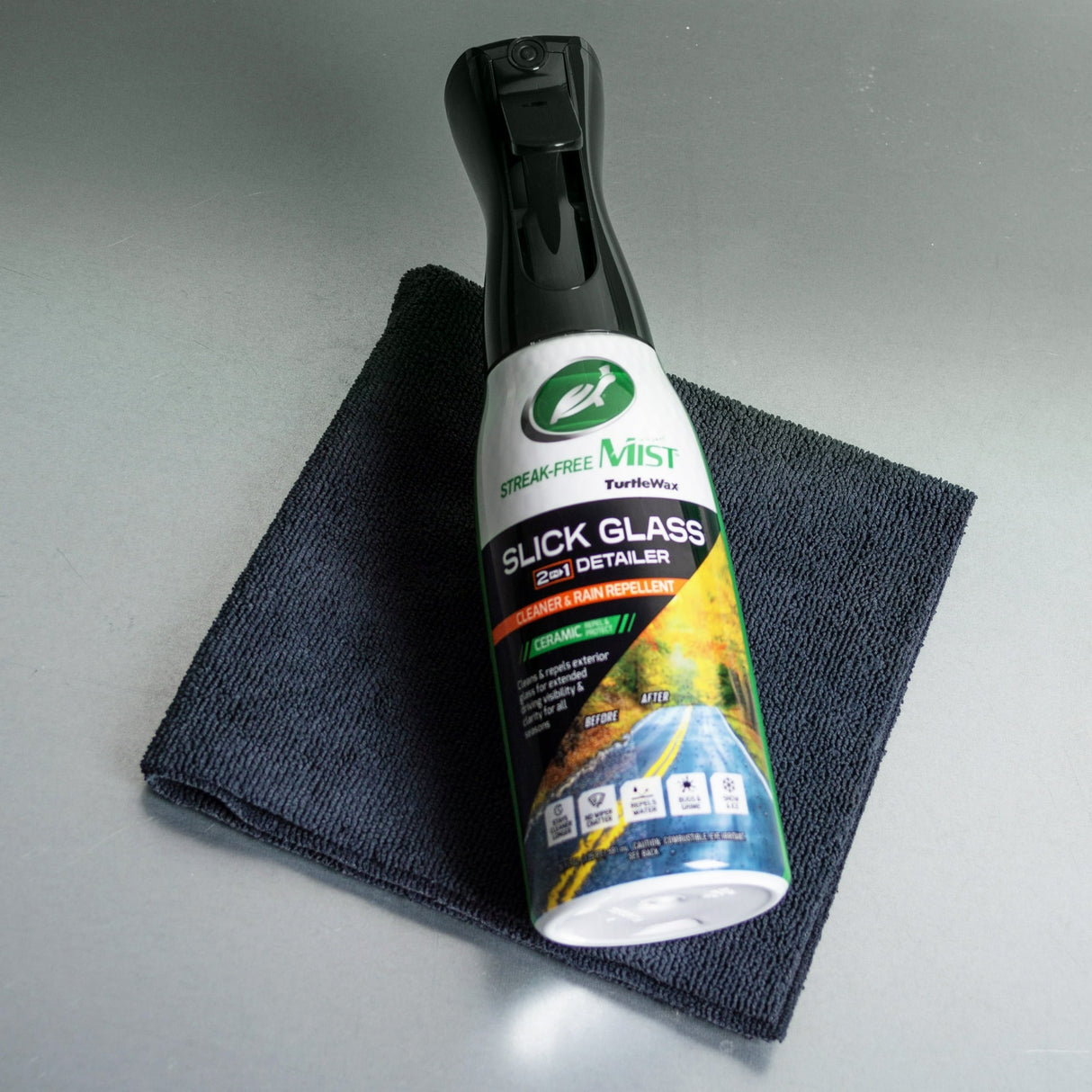 بخاخ رذاذ منظف وطارد للمطر سليك جلاس 2 في 1 من تيرتل واكس - 591 مل