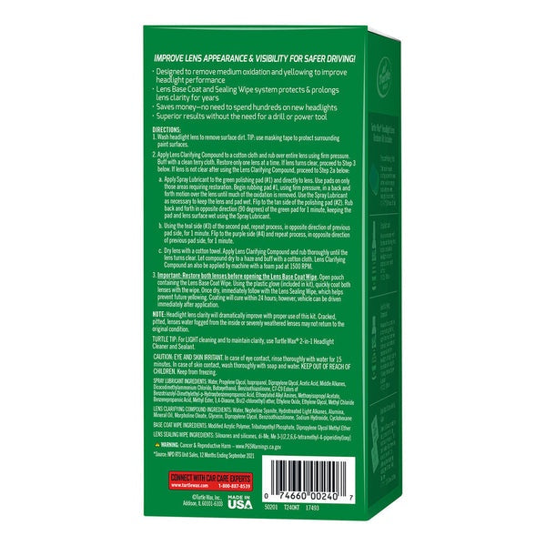 طقم تنظيف لاستعادة شكل عدسات المصابيح الأمامية من تيرتل واكس - T240KT