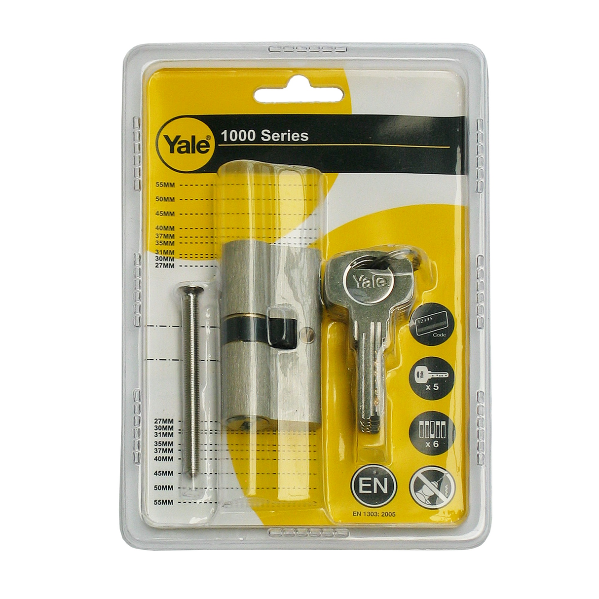 Yale Double Brass Key Lock, 60mm, Series 1000 - Gold
