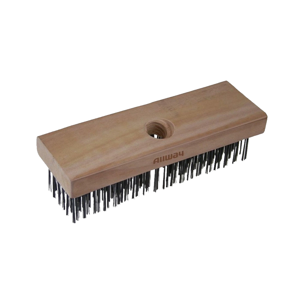 Ollway Tools Carbon Steel Block Brush with Wooden Handle Black