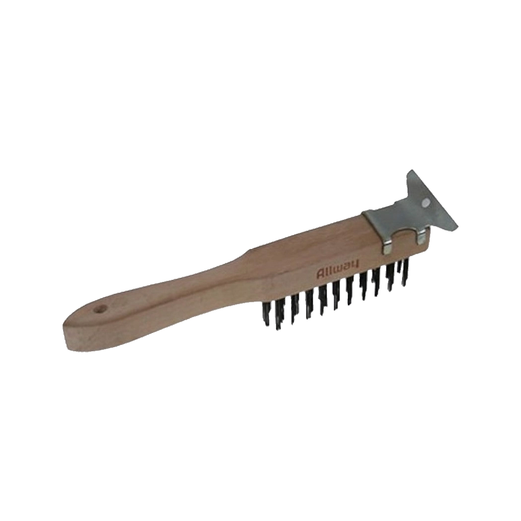 Ollway Tools Heavy Duty Steel Scratch Brush with Metal Scraper Black
