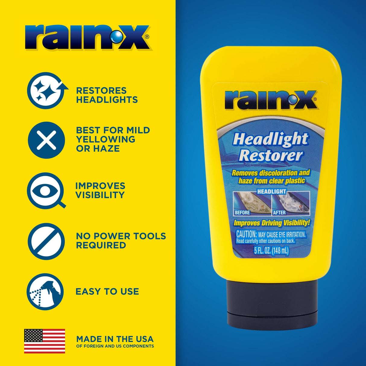 HEADLIGHT RESTORER 5oz. RAINX