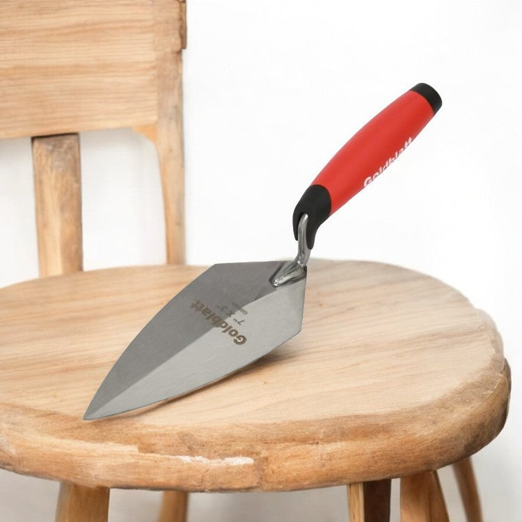 Goldblatt Carbon Steel Pointed Shovel with Plastic Handle, 7x3 Inch - Silver and Red