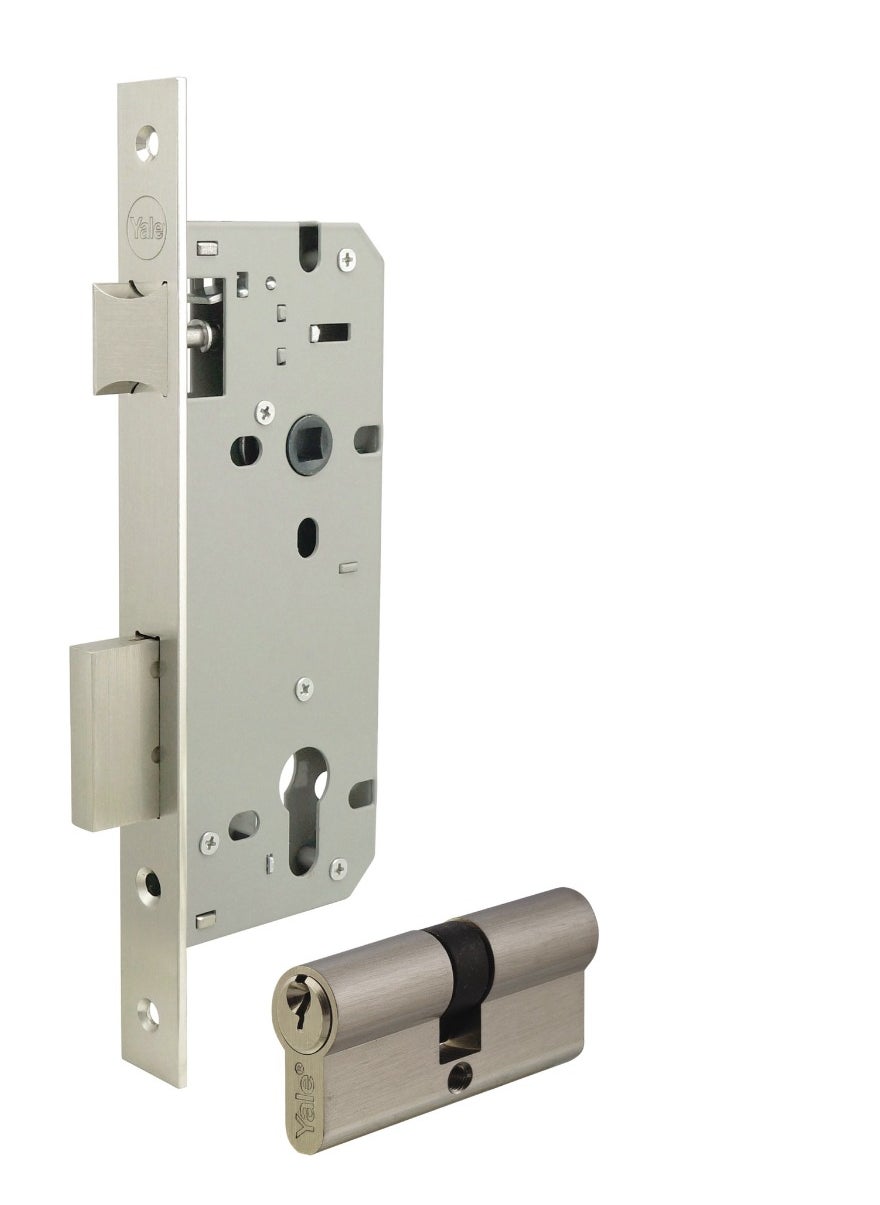 Yale Stainless Steel Mortise Lock Set, 70mm, K+K - Silver