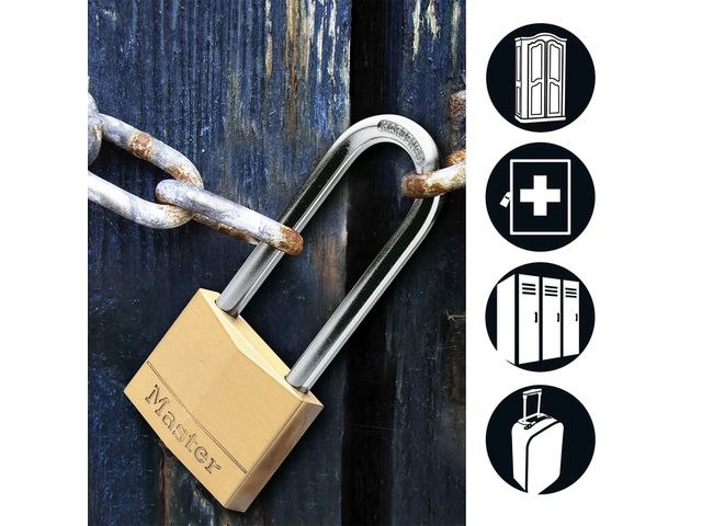 قفل 4 دبابيس من النحاس الصلب من ماستر لوك بحلقة ، 40 مم