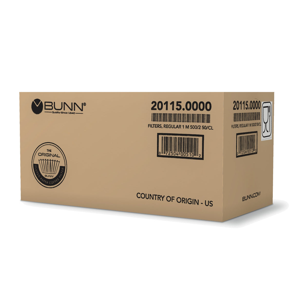 BUNN regular paper coffee filters, case of 1,000 (2 x 500), part 20115.0000