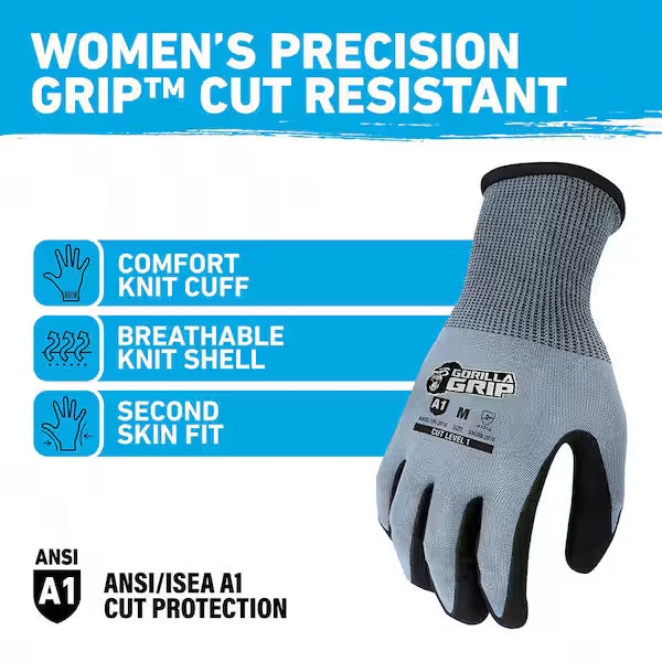 GORILLA GRIP - Medium Precision Grip A1 Cut Resistant Work Gloves