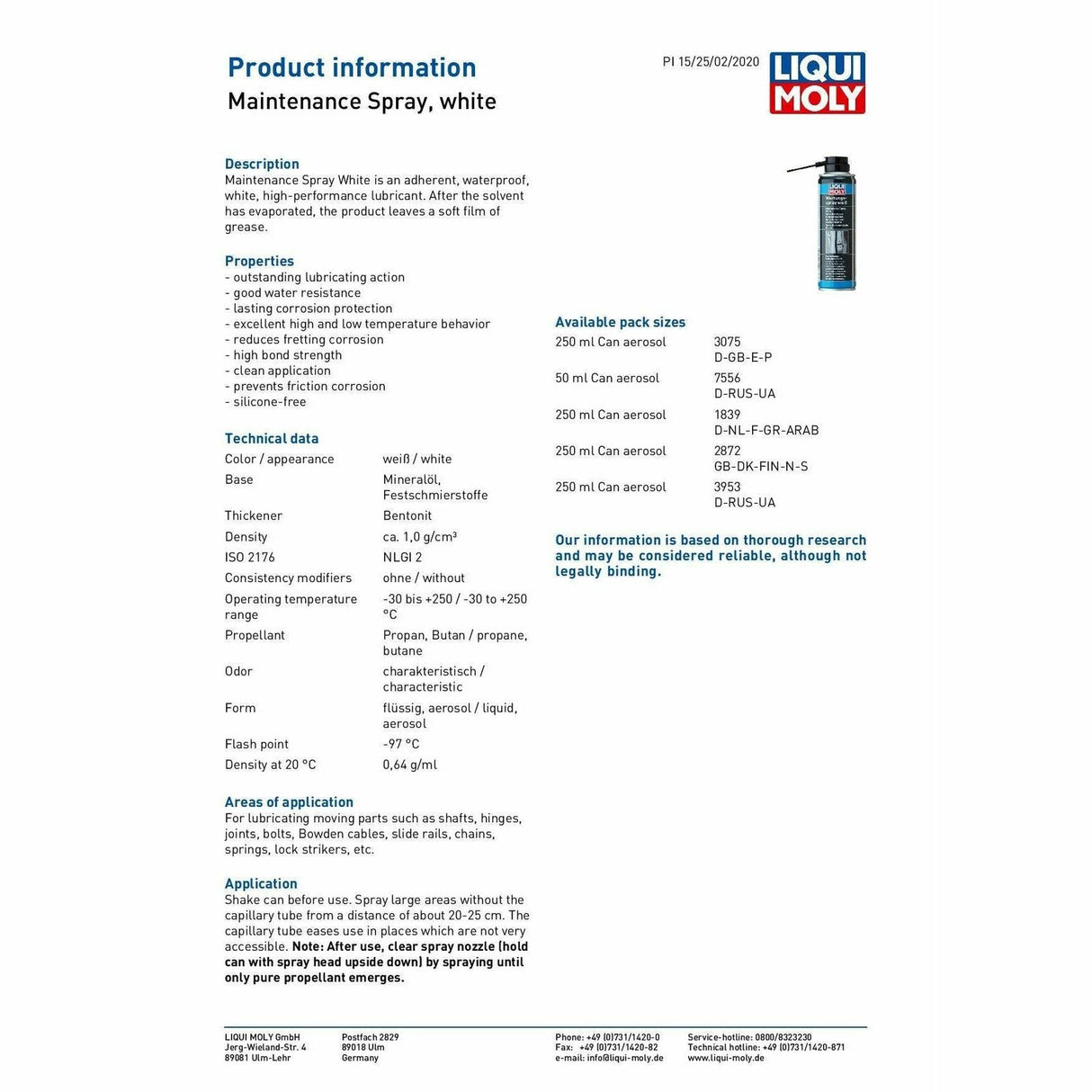 Liqui Moly Maintenance Grease Spray, 250ml - White