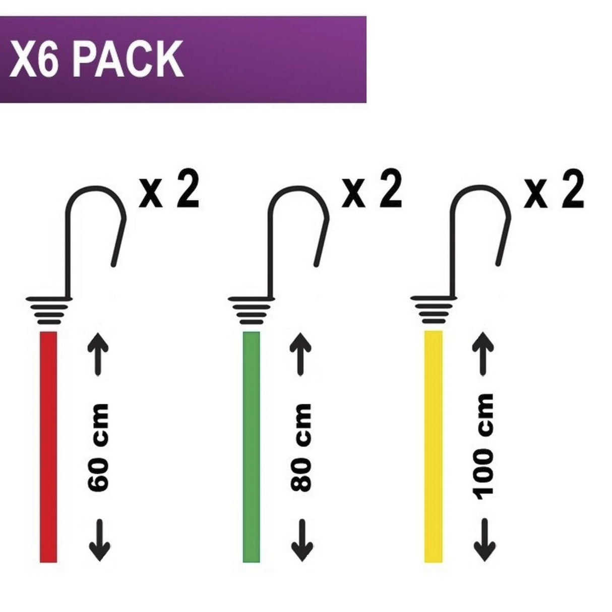 حبل مطاطي من ماستر لوك مع خطافات، عبوة من 6 قطع، متعدد الألوان