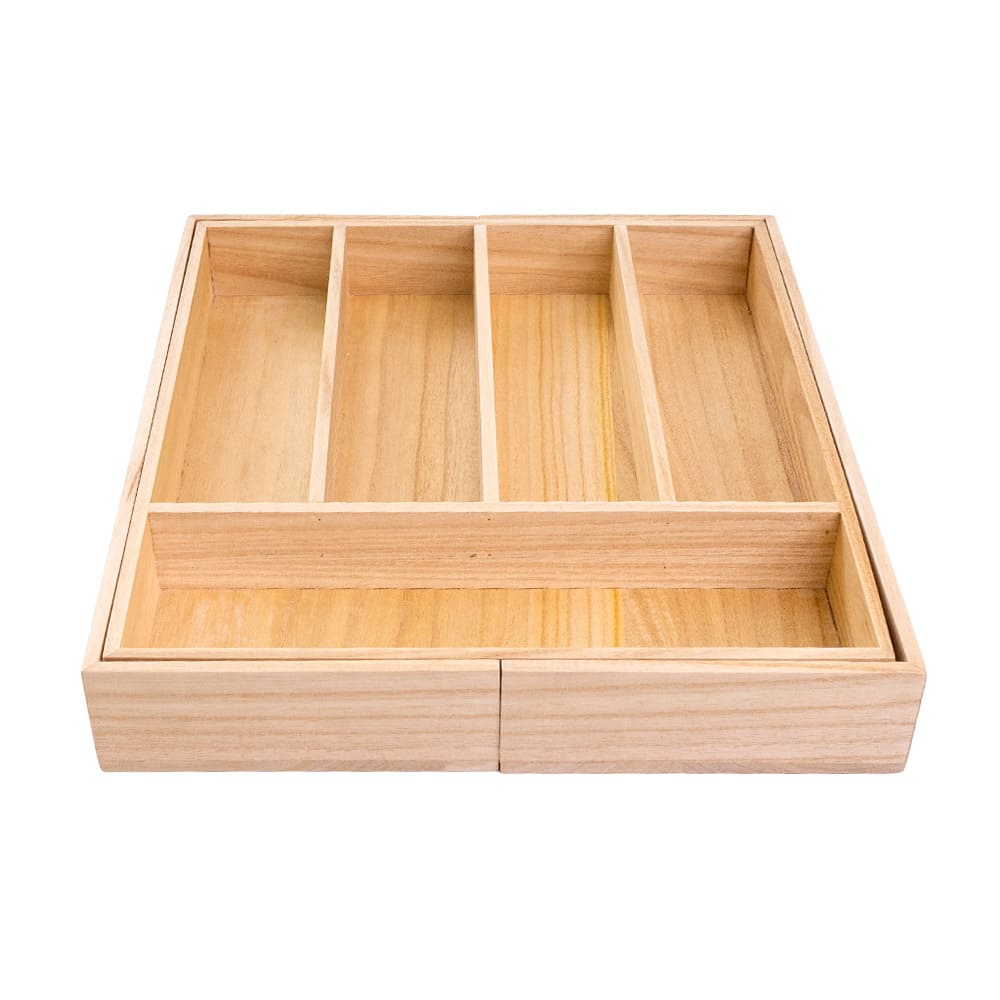 Expandable Wood Cutlery Tray Natural