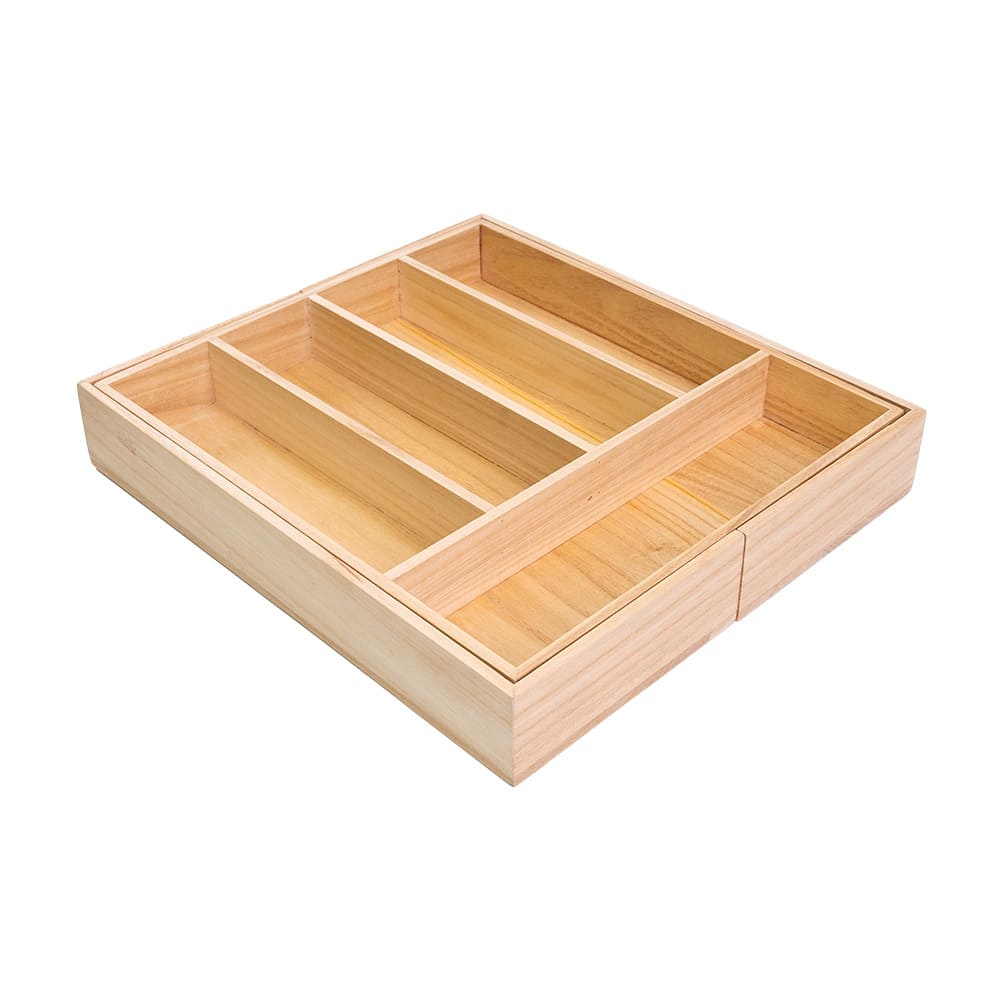 Expandable Wood Cutlery Tray Natural