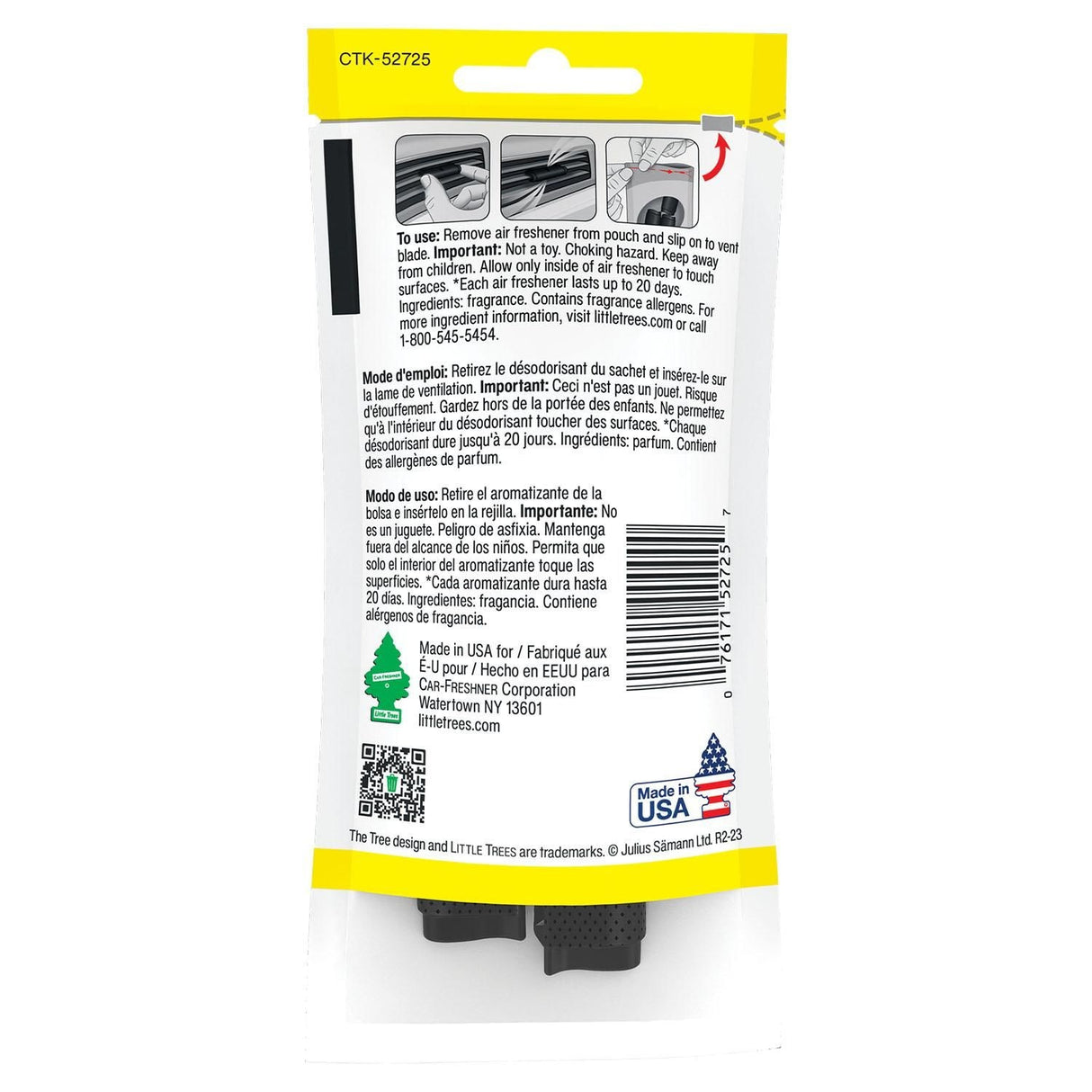 معطر جو يثبت بفتحة التهوية بالسيارة برائحة كاريبي كولادا من ليتل تريزز - 4 قطع