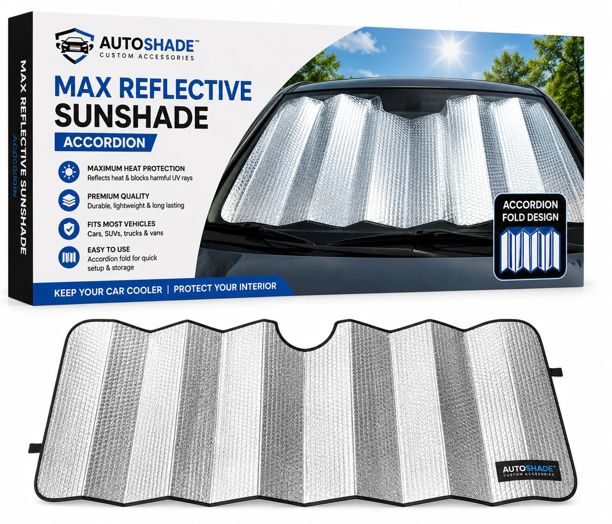 Custom Accessories Autoshade Max Reflective Sunshade – Accordion