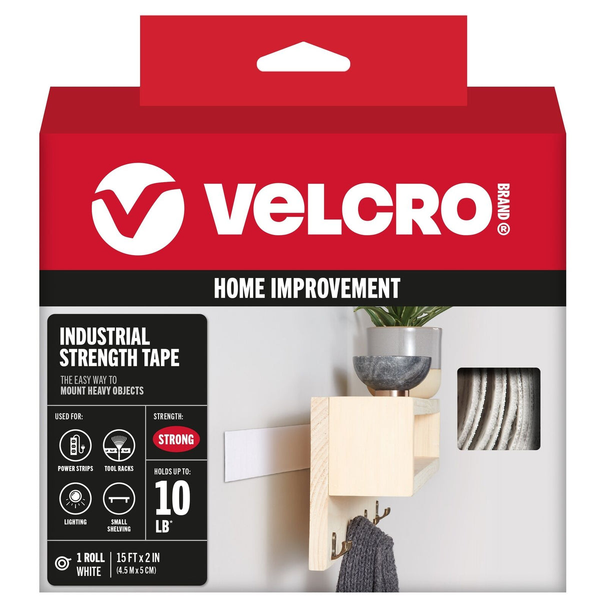 Industrial Strength Velcro Tape, 2" x 15', White