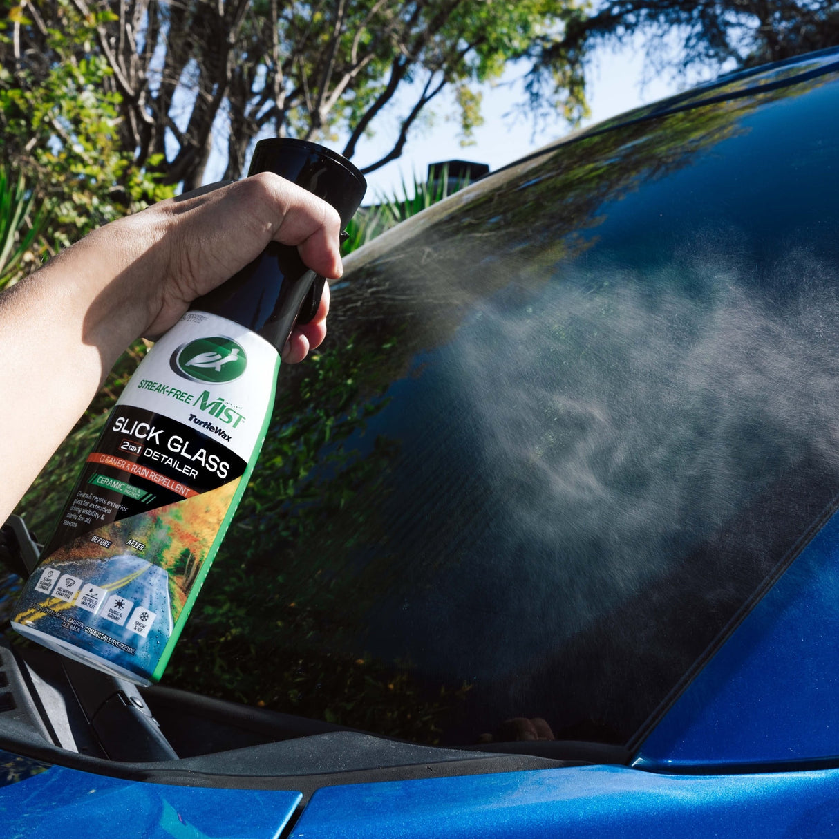 بخاخ رذاذ منظف وطارد للمطر سليك جلاس 2 في 1 من تيرتل واكس - 591 مل