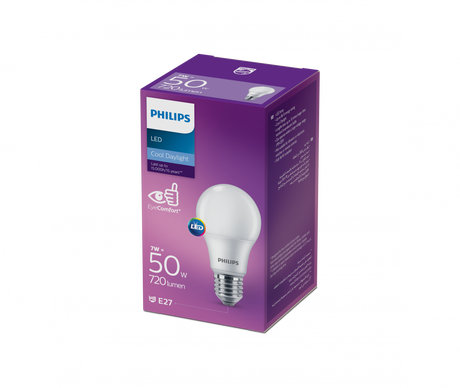 Philips LED Energy Saving Bulb E27 Base, 720 Lumens Philips, 7W Philips, 6500K Philips, 230V Philips, PHI-929002299184 - Warm White