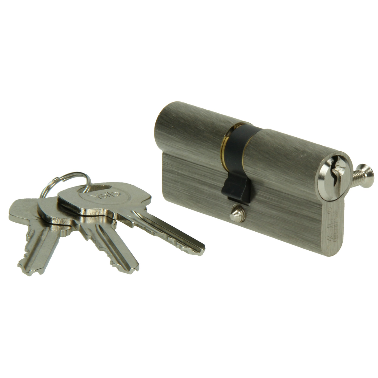 Yale Double Brass Cylinder Lock with Key, 70mm, Series 500 - Silver