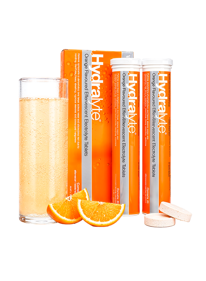 Hydralyte Effervescent Tablets, Orange Flavor – 40 Tablets