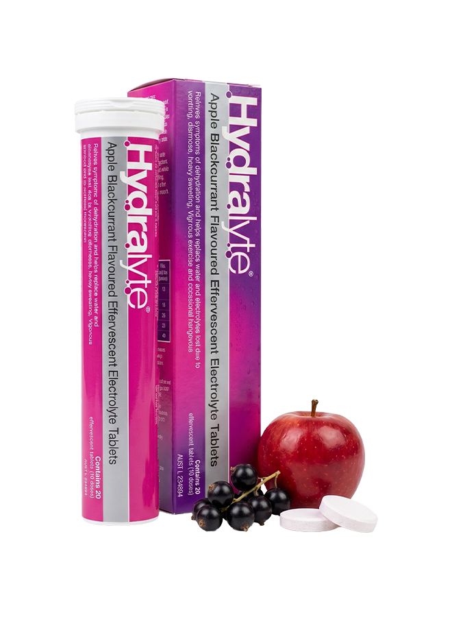 Hydralyte Effervescent Tablets, Apple & Blackcurrant Flavor - 20 Tablets
