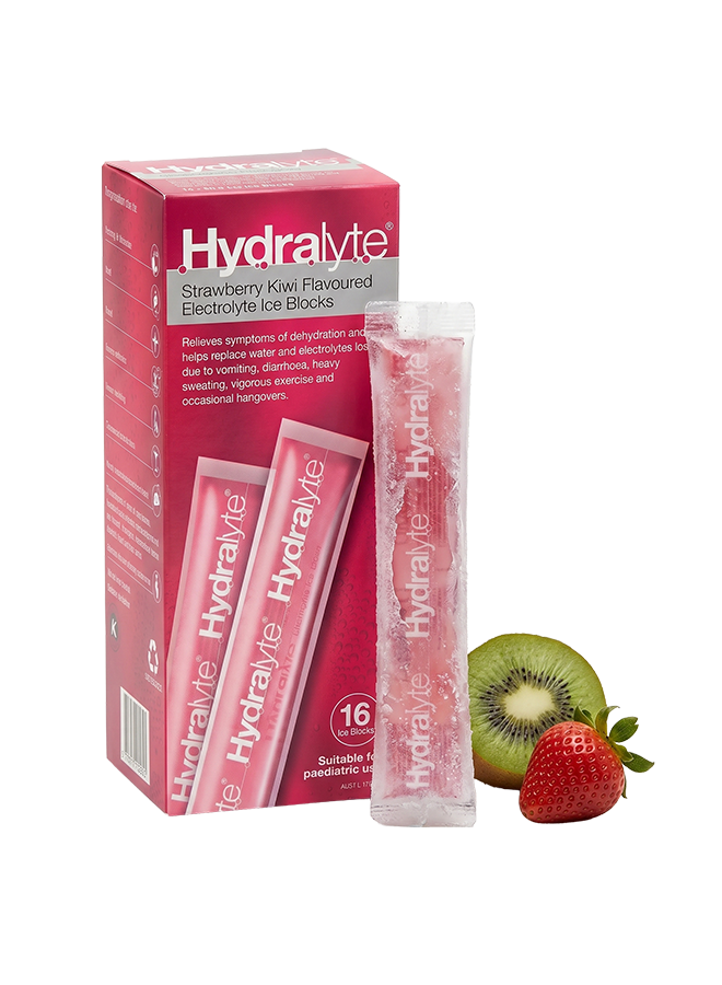 Hydralyte Ice Blocks Strawberry Kiwi - 16 x 62.5 ml