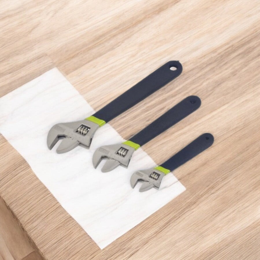 Master Mechanic 3 Piece Adjustable Wrench Set 6", 8", 10"