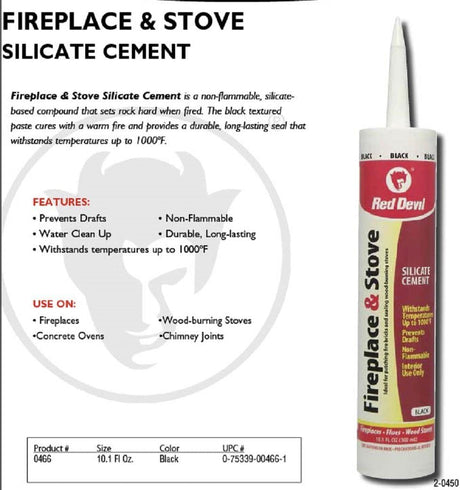 مانع تسرب اصلاح قائم على السيليكات من ريد ديفل، 10.1 أونصة، متوافق مع المدفأة والموقد، أسود