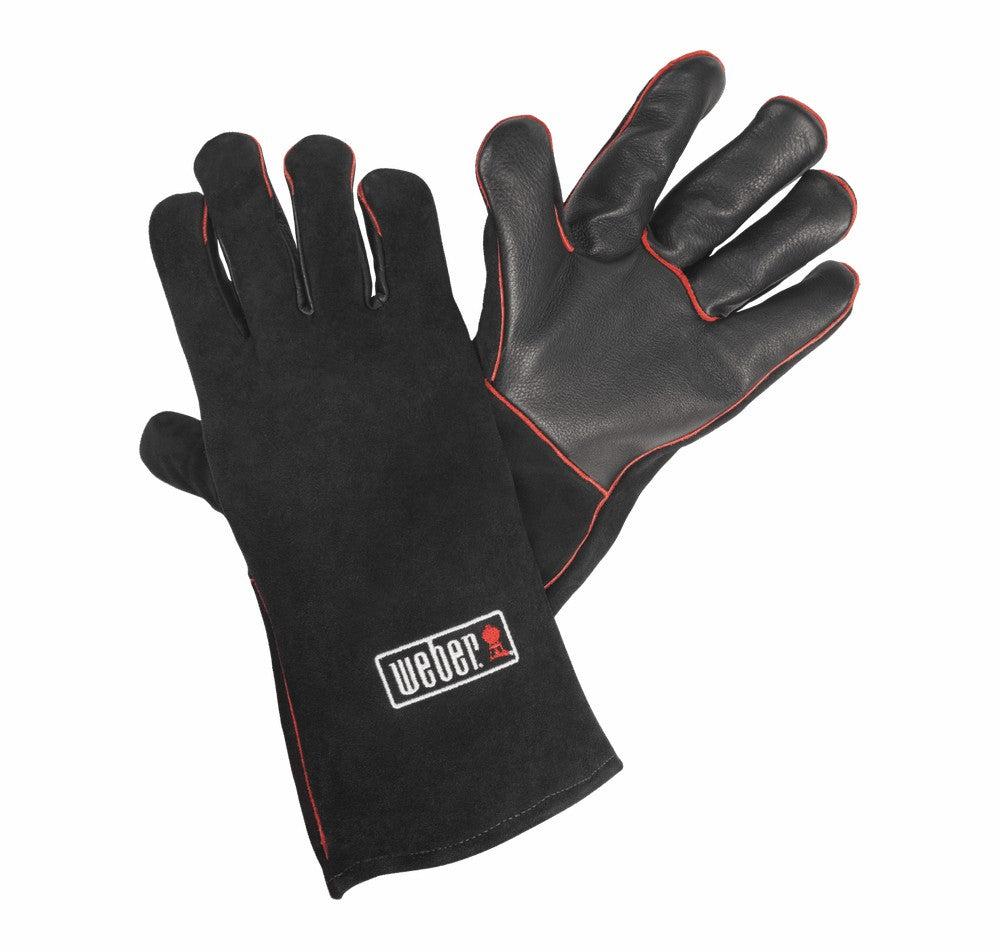 Weber Soft Leather BBQ Gloves, One Size - Black