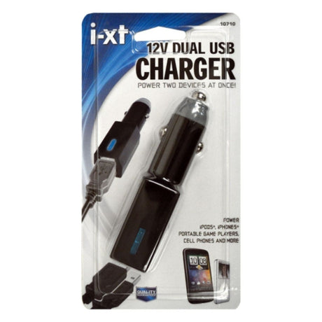 شاحن USB مزدوج مع مؤشر الطاقة من جوكس أسود
