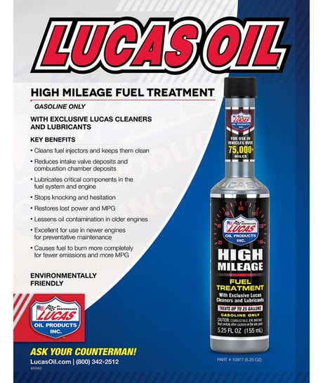 Lucas Oil High Mileage Fuel Treatment 5.25 oz Multicolor